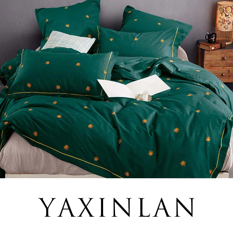 

YAXINLAN bedding set Pure color Pure cotton Plant flowers Fresh Patterns Bed sheet quilt cover pillowcase 4-7pcs