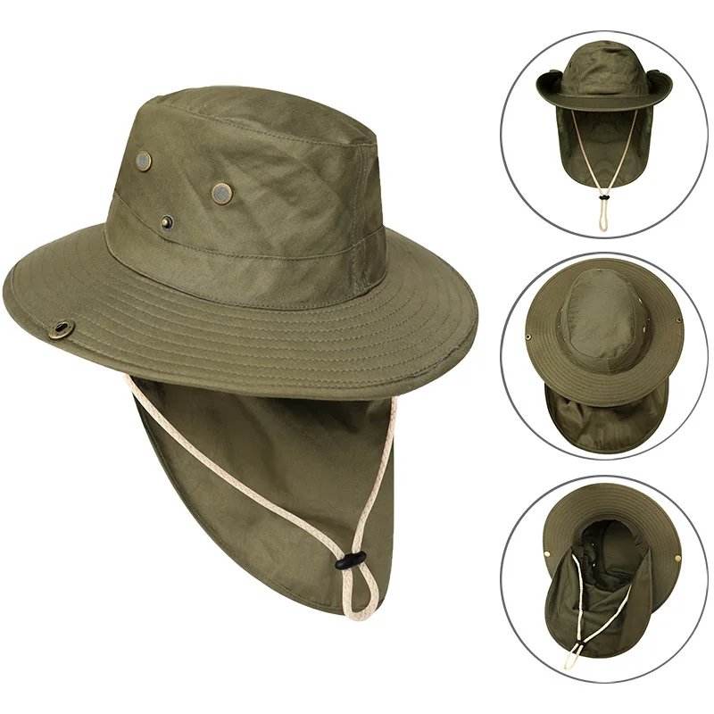 Women Summer Sun Hats With Neck Flap Outdoor UV Protection Fishing Hat For Men Bucket Cap Wide Brim Hiking Hats women sun hat