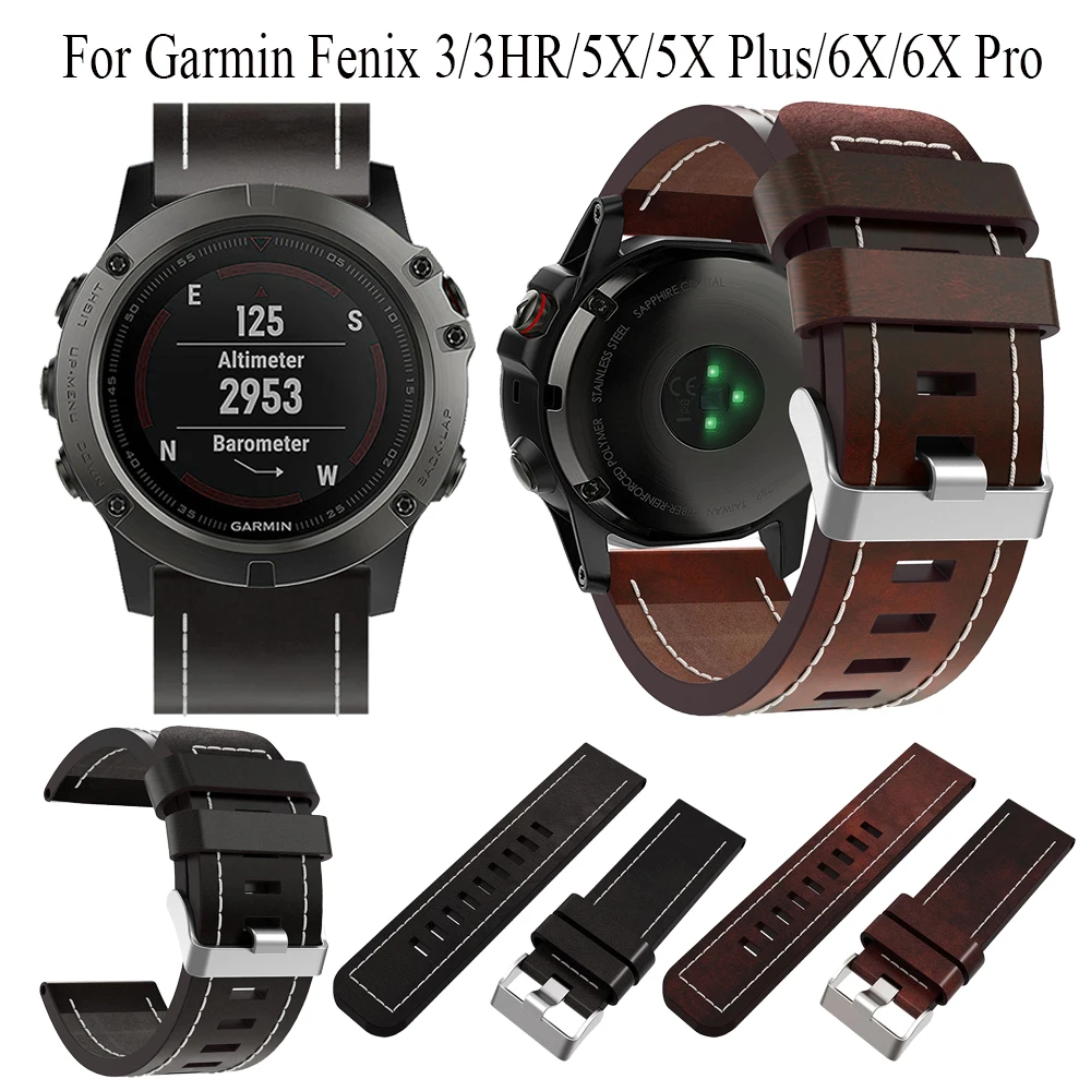 

Ремешок из натуральной кожи для смарт-часов Garmin Fenix 5X 5X Plus 6X 6X Pro