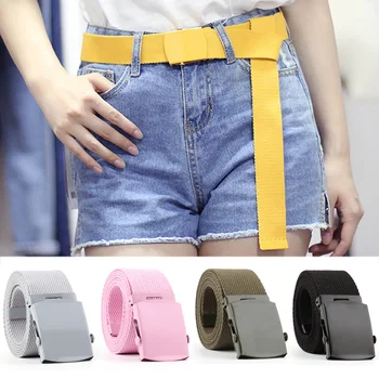 

Ladies Women Fashion Canvas Braided Woven Belt Classic Smooth Buckle Belts New NUBLT0344