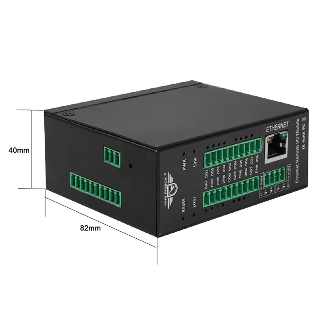 Модуль дистанционного управления модулем Modbus tcp сервера Ethernet (8DI + 8DO 8AI RJ45 RS485)