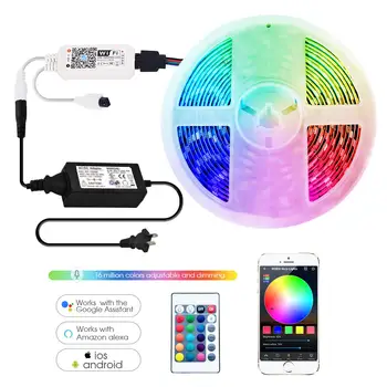 

RGBW LED Strip Lights Kit Compatible with Alexa and Google Assistant,Smart Wireless WiFi LED Controller with 24 Keys jk1658