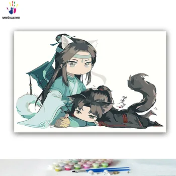 

DIY Coloring paint by numbers Cute version of the magical Taoist figure paintings by numbers with kits 40x50 framed