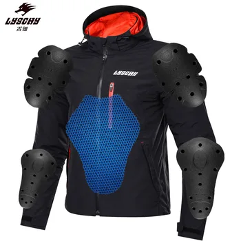 

LYSCHY Motorcycle Gear Protective Jacket Waterproof Detachable Motocross Jackets Jaqueta Motoqueiro Anti-Fall Black Winter Gear