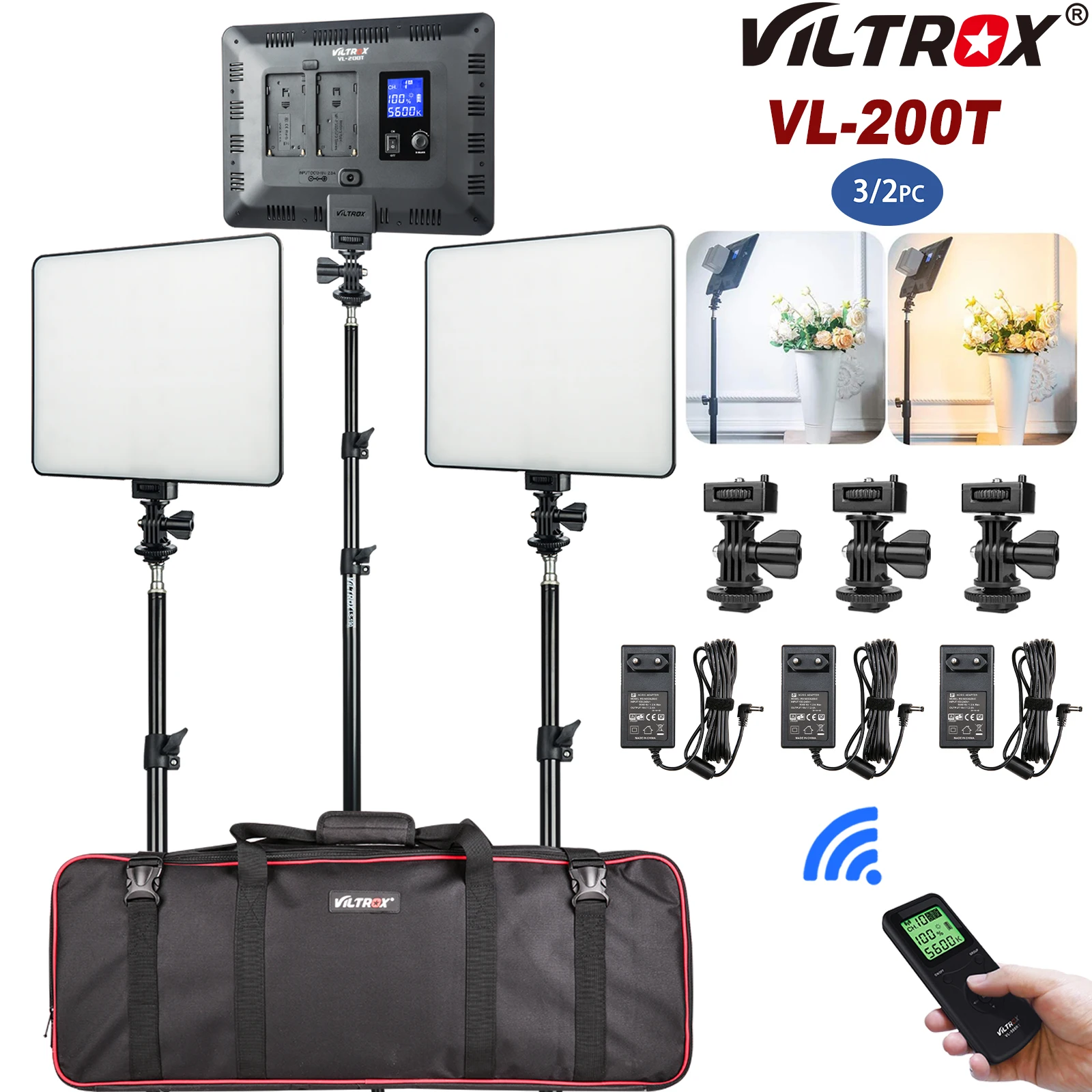 Комплект заполнясветильник для фотосъемки VILROX VL-200T 3/2 светодиода панель с
