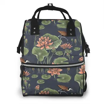 

Water Lily Pond Baby Nappy Changing Diaper Mummy Bag Maternity Backpack Bags Stroller Baby Care Waterproof Backpack