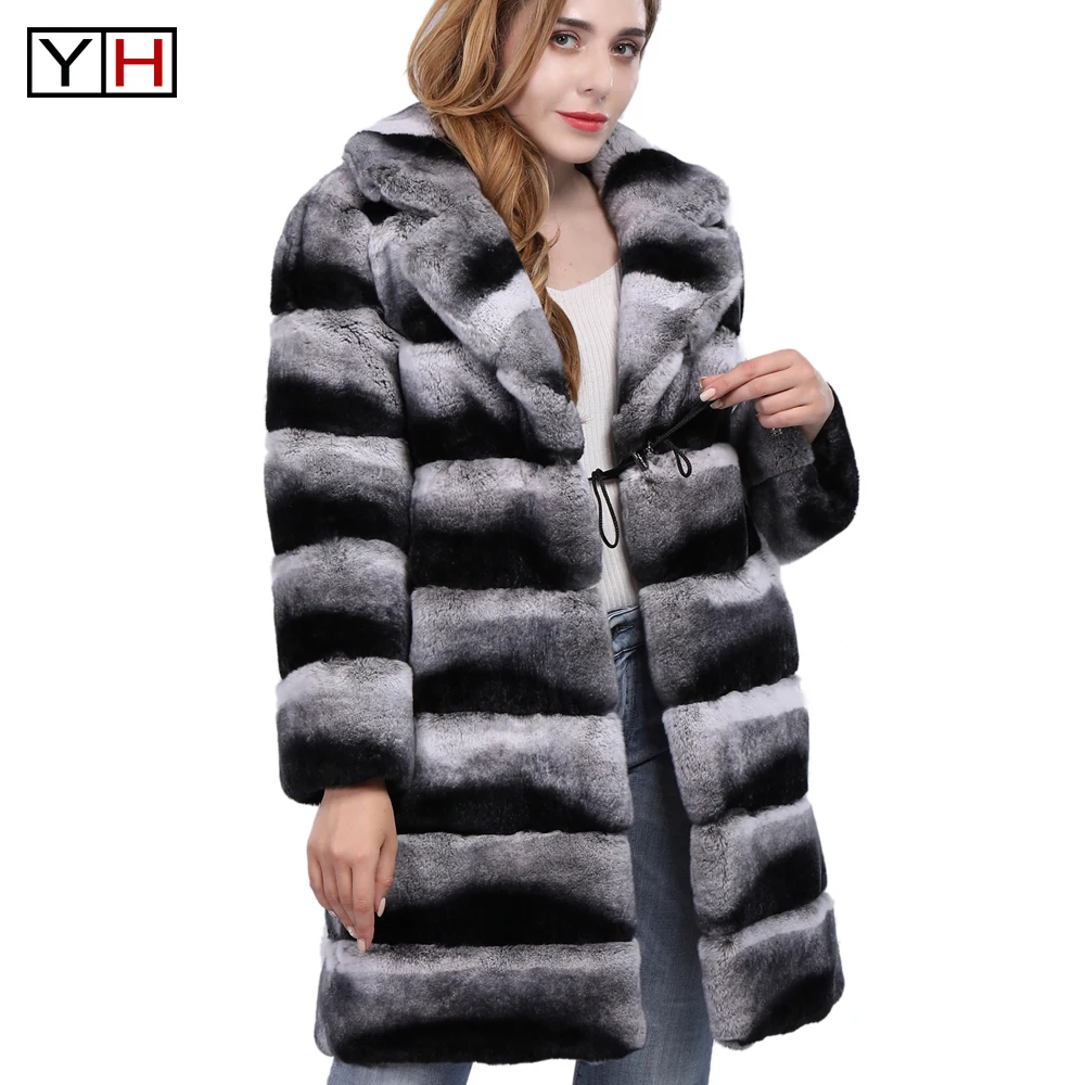 Новое поступление, женская верхняя одежда из кроличьего меха шуба из Шиншиллы, зимняя натуральная Меховая куртка пальто, плюс размер, Индивидуальный бренд