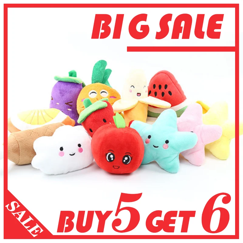 

Plush Stuffed Kids Toys Squeaker Squeaky Plush Sound Fruits Vegetables Watermelon Stars Carrot Banana Boys and Girls Toy Gifts