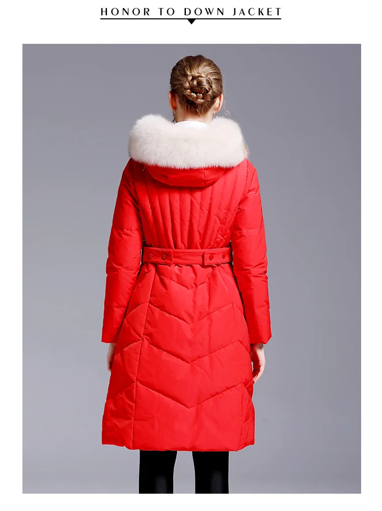 winter new down jacket women's fashion temperament large wool collar Korean slim and thickened coat medium length 429
