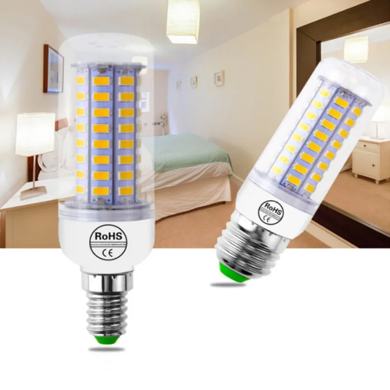 E27 Светодиодный светильник E14 SMD5730 220 В кукурузная лампа 24 36 48 56 69 72 светодиодный s