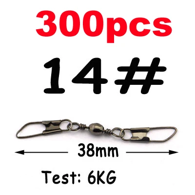 300pcs size 14 300 шт рыболовные бочки для соленой воды Вертлюги с двойными безопасными защелками двойные А-образные штифты аксессуары для рыболовных снастей - Цвет: 300pcs size 14