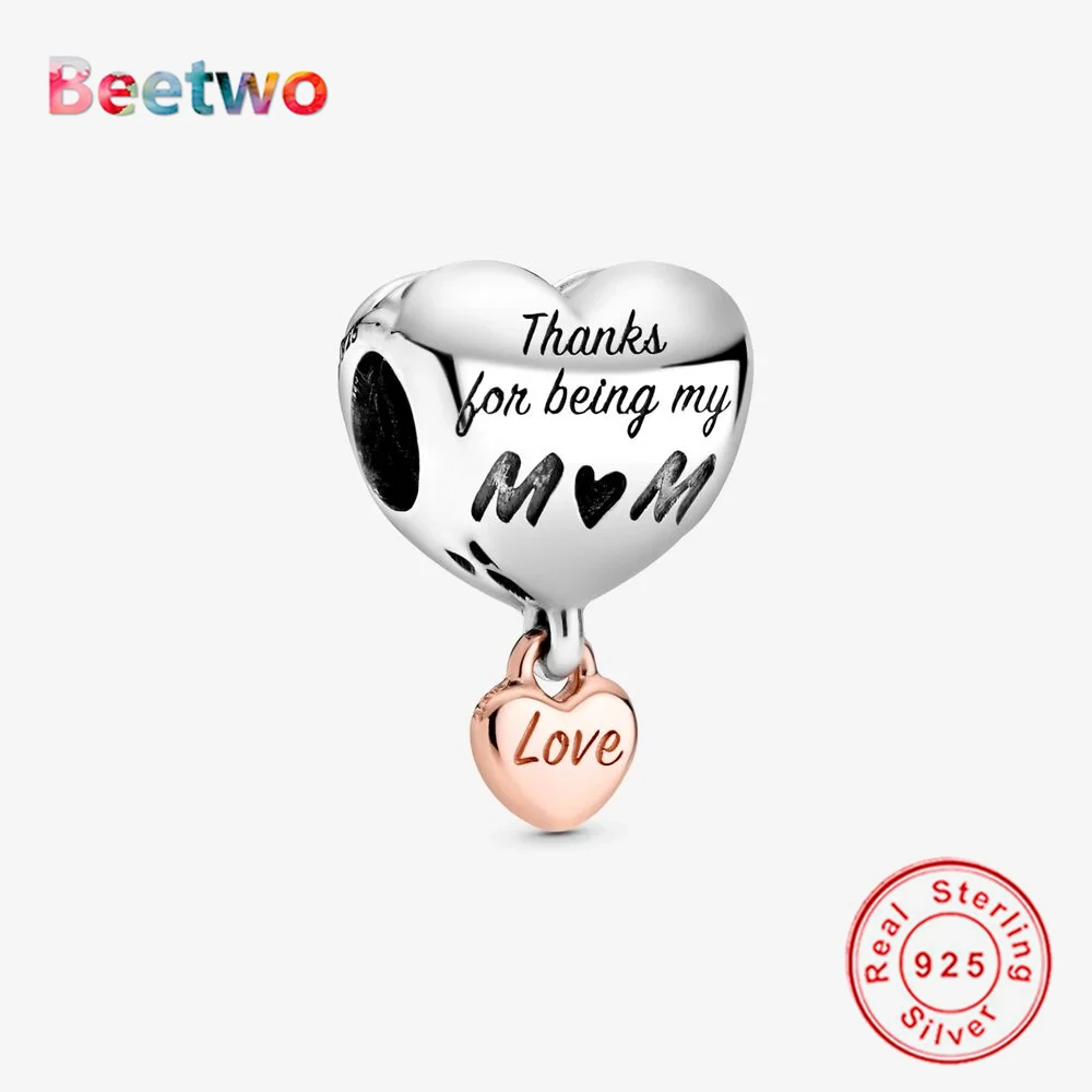 925 стерлингового серебра Люблю Тебя мама/I Love You сердечными амулетами ясно Шарм