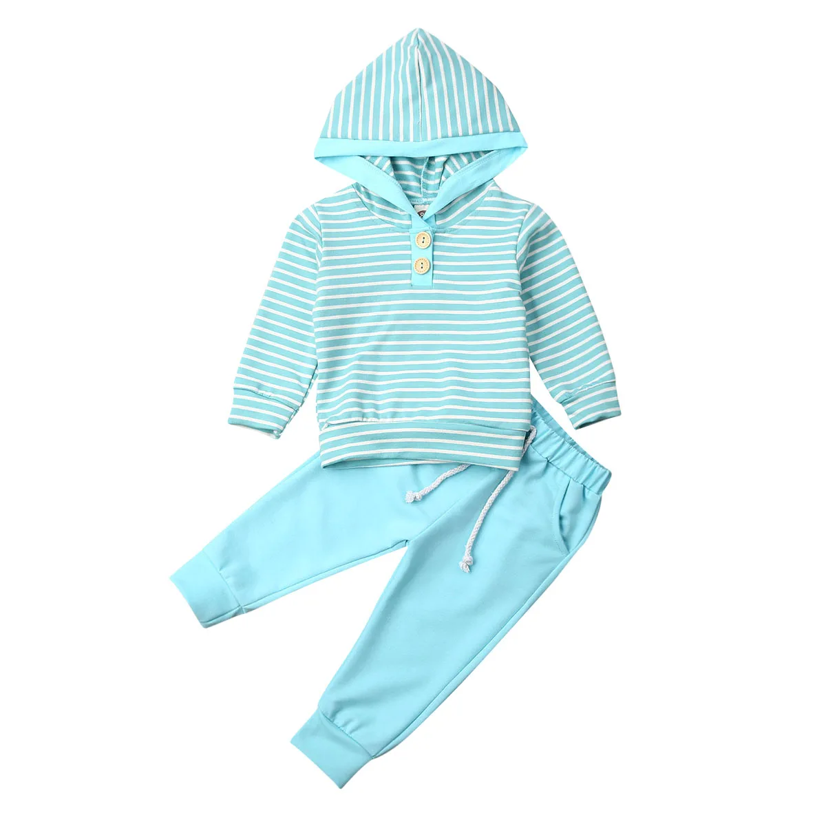 Fashion Toddler Infant Baby Girl Boy Clothes Button Hood Top Sweatshirt Pants Autumn Outfit Princess Clothes Girls Cothing Set