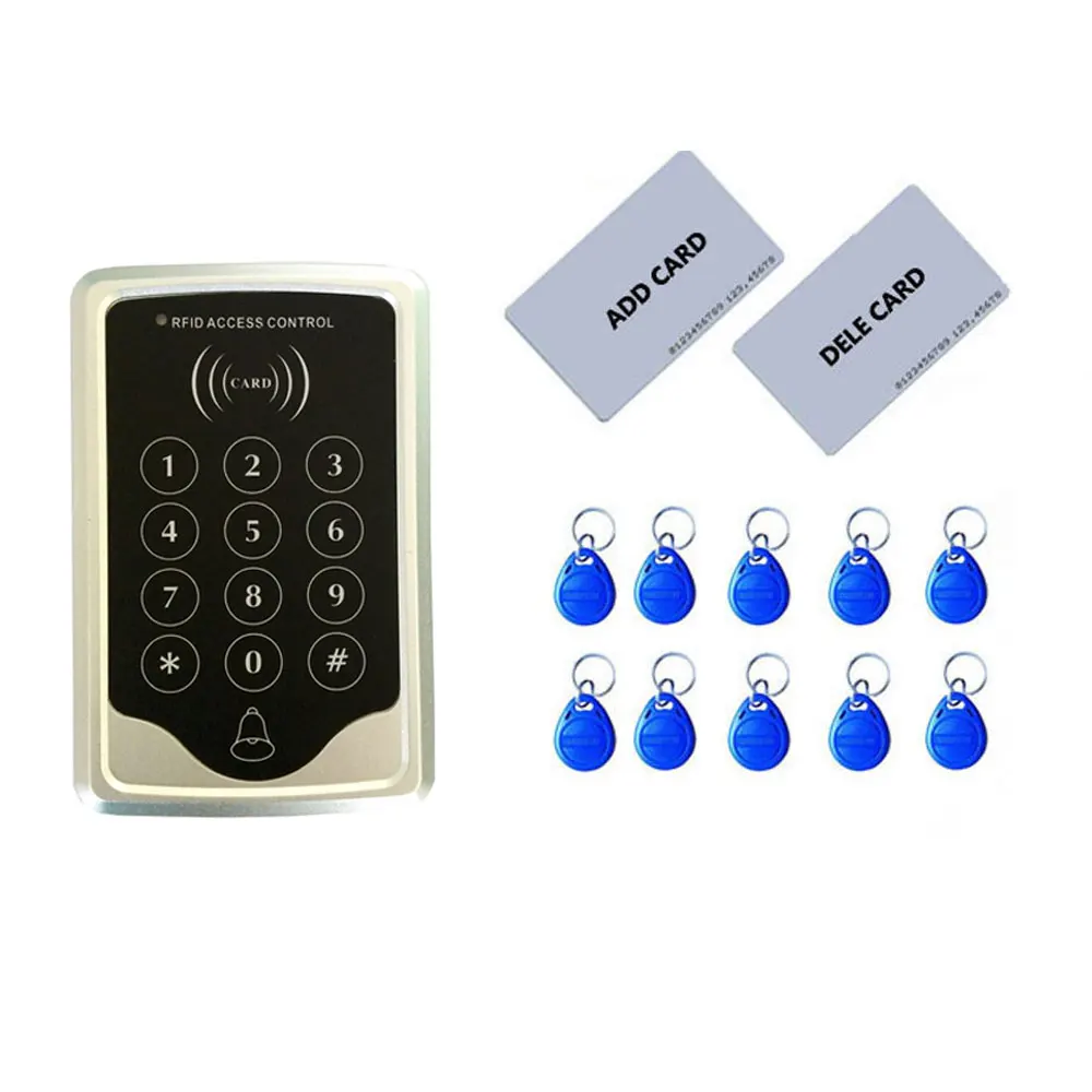 

RFID Standalone Access Control Keypad 125Khz ID Card 2pcs Manage Card 10pcs Tag Power Supply Support Remote Switch / Door Bell