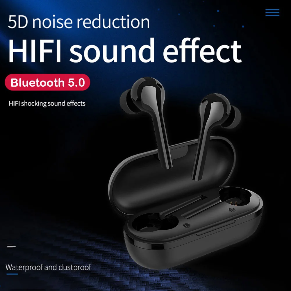 Wireless Bluetooth 5 0 Touch Earphones Stereo Deep Bass Sports Music IPX5 Waterproof Earbuds with Microphone and Charging Box