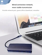 12 Port Type C Adapter 12 in 1 Hub Usb C Ipad With Dual 4K HDMI VGA RJ45 3.5mm Audio SD/TF Card Reader /PD /USb3.0