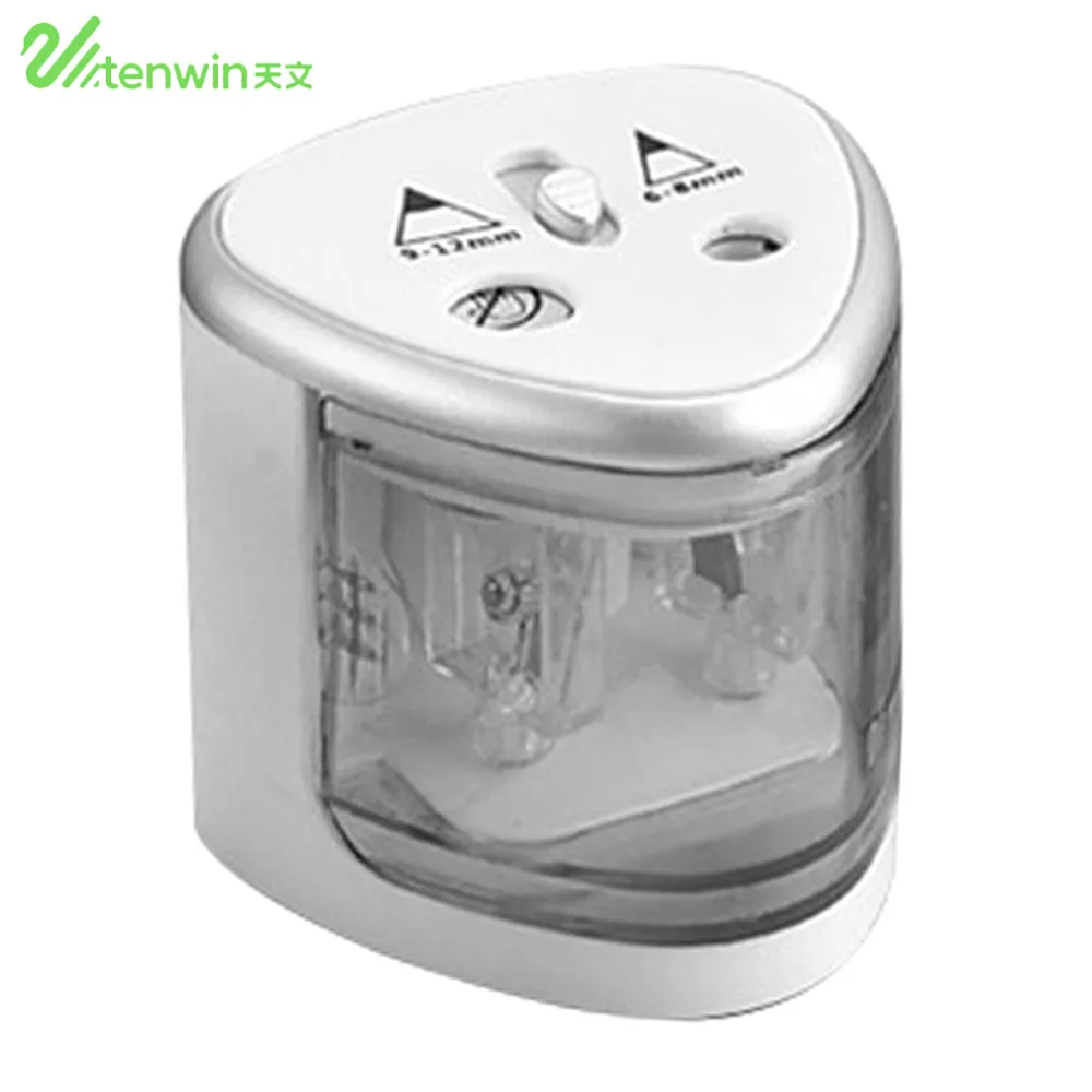 TENWIN 3 Color 2 Double Holes Sacapuntas Automatic Electric Pencil Sharpener Home School Office Desktop Students Supplies