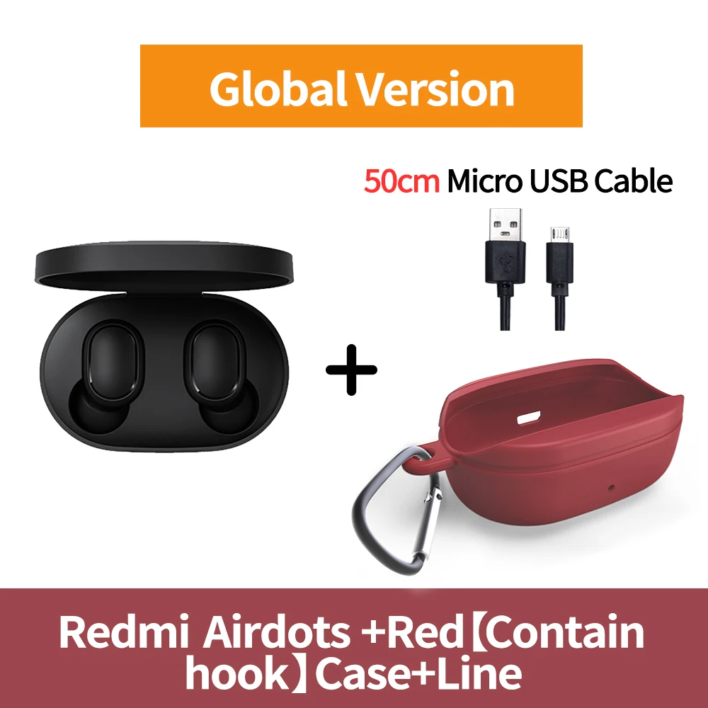 RedCase 50cmline Xiaomi Redmi Airdots TWS Bluetooth 5,0 наушники стерео беспроводные активные шумоподавления с микрофоном Bluetooth Наушники управление AI - Цвет: RedCase 50cmline