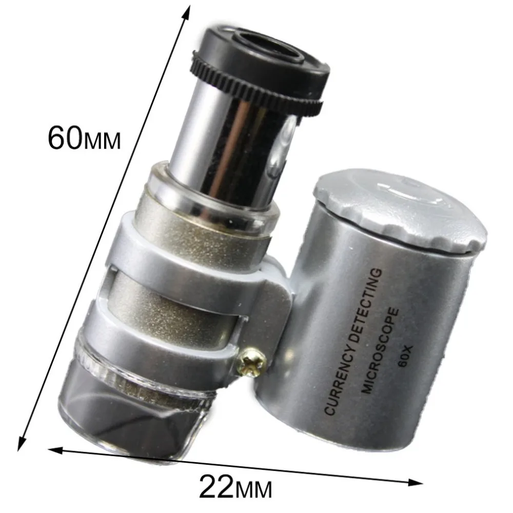 Прочный Модный креативный мини 60X карманный микроскоп Ювелирная Лупа стеклянный Светодиодный УФ-светильник Новинка