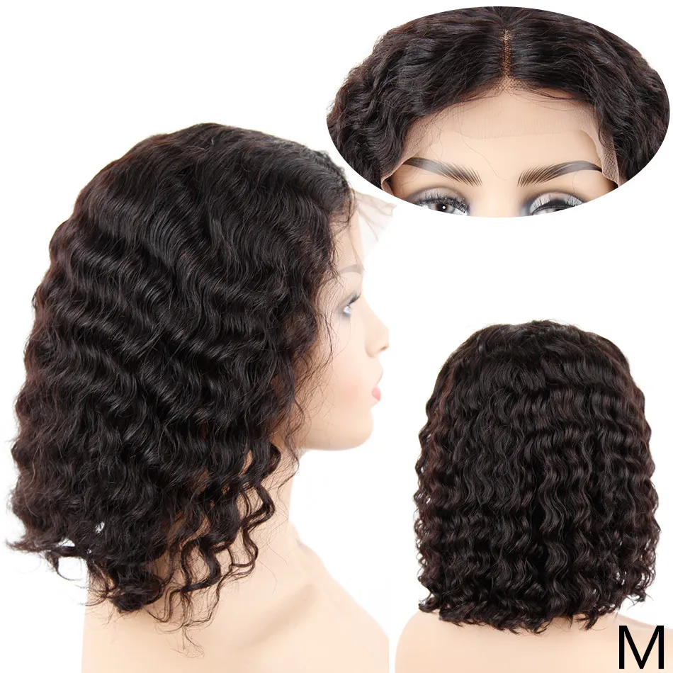 MIHAIR глубокий кудрявый бесклеевой Боб короткий 13*4 кружевные передние человеческие волосы парики боб кружевной парик Remy средний коэффициент предварительно выщипанный с детскими волосами