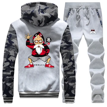 

Kame Sennin Dragon Ball Anime Streetwear Mens Hoodies Winter Hot Sale 2019 Casual Coat Thick Suit Warm Jackets+Pants 2 Piece Set