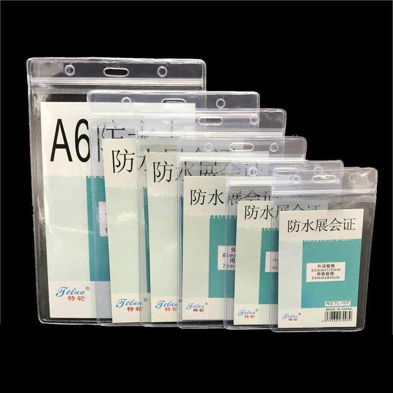 

Wholesales 10pcs/lot Vertical Transparent Vinyl Plastic Clear Name ID Card Badge Holder for nurse Student Exhibition Chest Card
