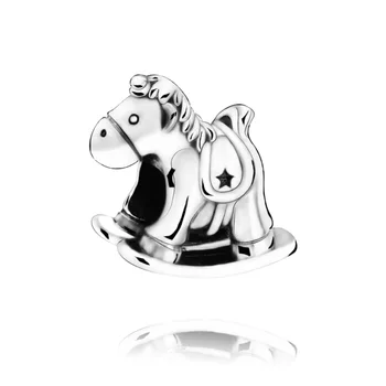 

2019 Winter New 100% 925 Sterling Silver Beads Bruno the Unicorn Rocking Horse fit Original European Bracelets Women Jewelry