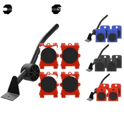 Ensemble d'outils de déplacement de meubles, clown, levage de Transport d'objets lourds, rouleau de déplacement à 4 roues avec barre de roue, outils de dispositif de déplacement 