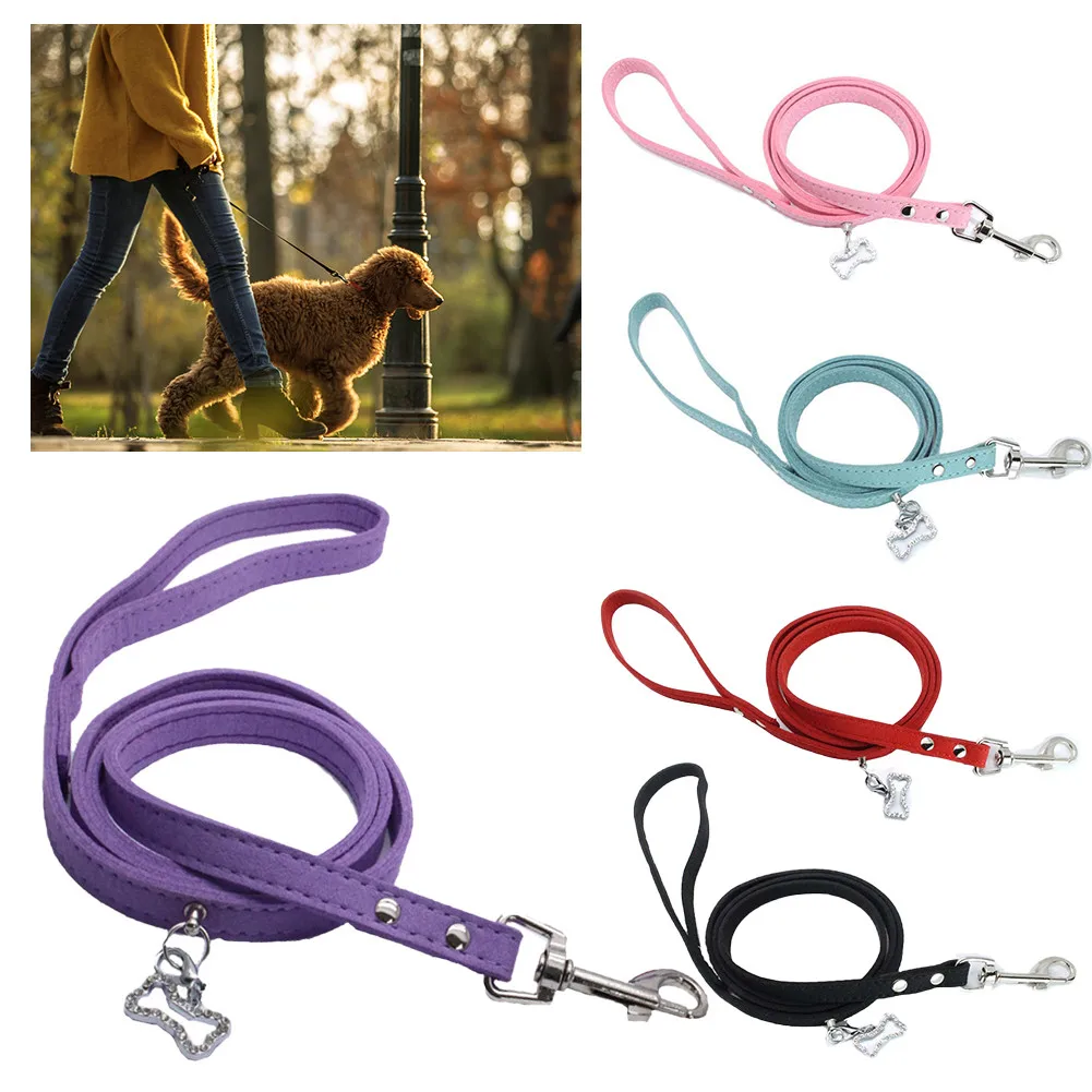New Soft Suede Leather Pet Dog Leash Cats Dogs Walking Lead Rope With