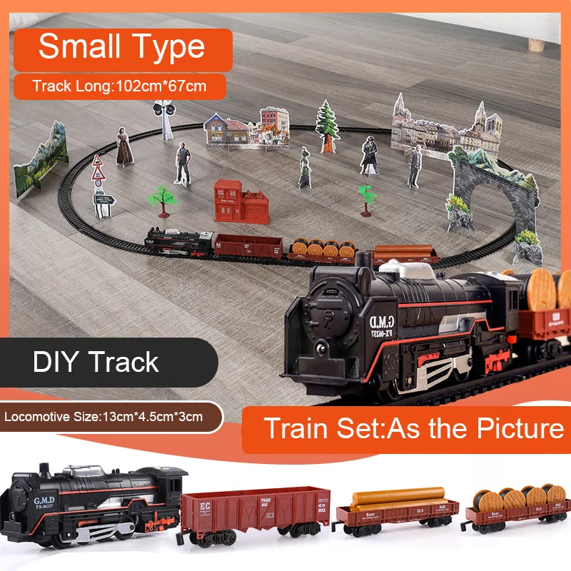 Электрический игрушечный поезд, рельсы, пульт дистанционного управления, модель поезда, набор поездов, динамический паровой Радиоуправляемый поезд, набор, имитационная модель, игрушка в подарок - Цвет: T001 small