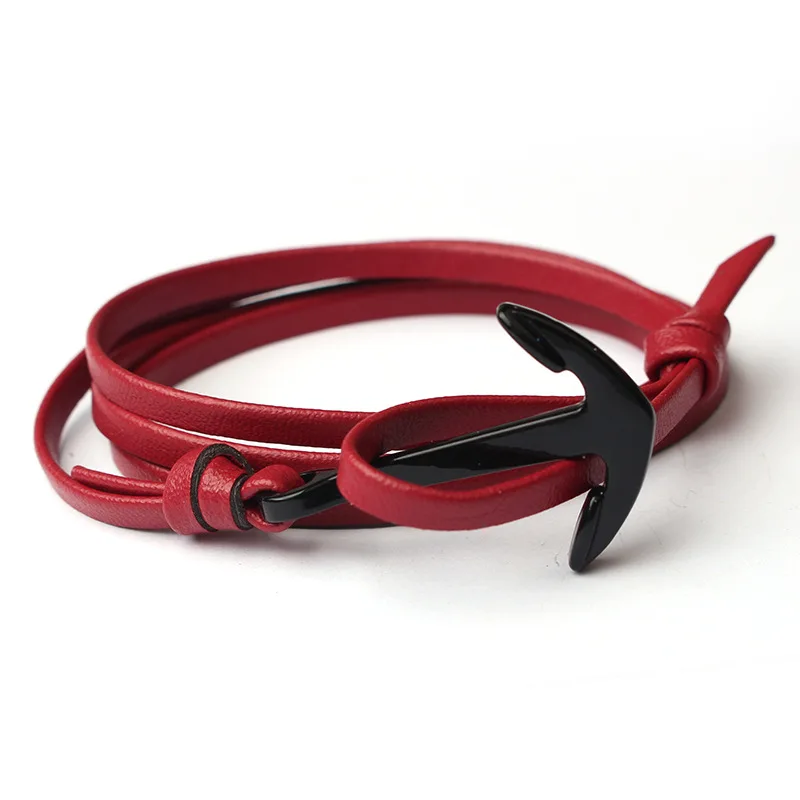 A4 Leather кожаный браслет с якорем из нержавеющей стали Pulseira для мужчин и для женщин ювелирные изделия высокого качества браслеты Homme для мужчин - Окраска металла: A4