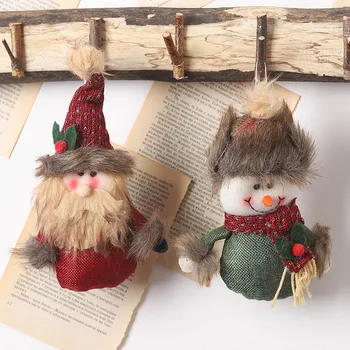 

1pcs Xmas Plush Santa Claus Snowman Doll Pendants DIY Christmas Hanging Ornaments Holiday New Year Party Decoration Gift Toys