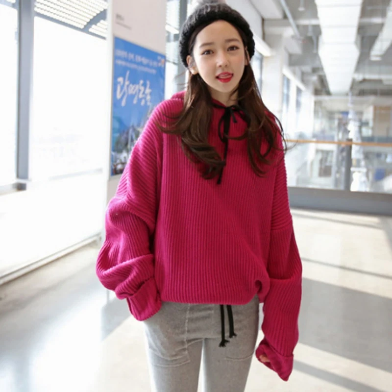 Women Sweater Long-Sleeve Hooded Sweaters Women's Solid Color Pullovers Tops Loose Casual Sweater Sueter Mujer Invierno 2019 Women Sweater Long-Sleeve Hooded Sweaters Women's Solid Color Pullovers Tops Loose Casual Sweater Sueter Mujer Invierno 2019