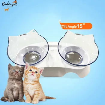 

Pet Cat Bowl Dual-use Transparent Bowls Protect Cervical Vertebra Tilt Mouth Drinking Water Food Storage Bowl For Dogs Cats