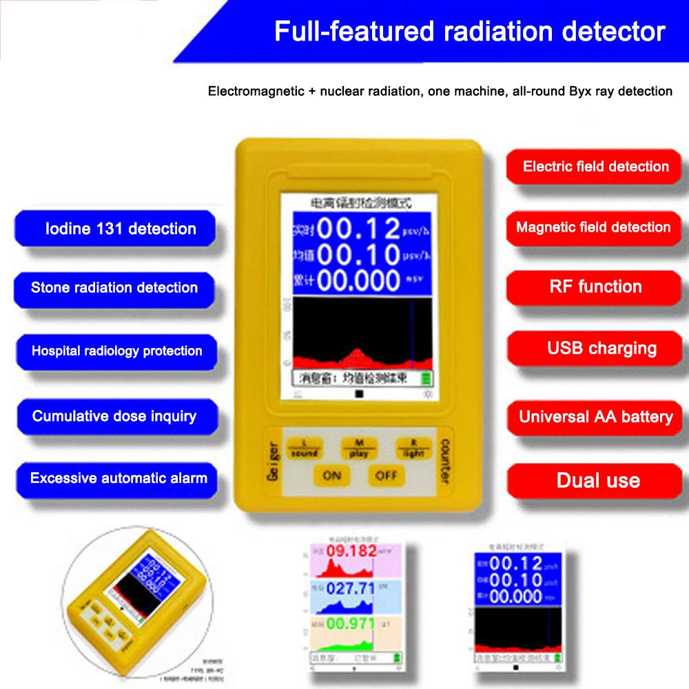 Портативный счетчик Гейгера Дозиметр радиации рентгеновский бета гамма ядерный дозиметр радиации детектор электромагнитного излучения BR-9