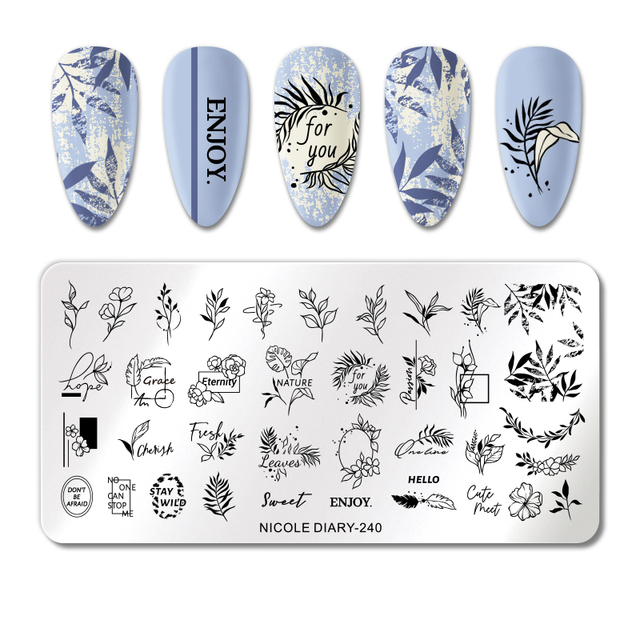 DIARY Line Flower Nail Stamping Plates Chinese Style Letter Pattern Nail Art Stamp Templates Face Leaf Printing Stencil