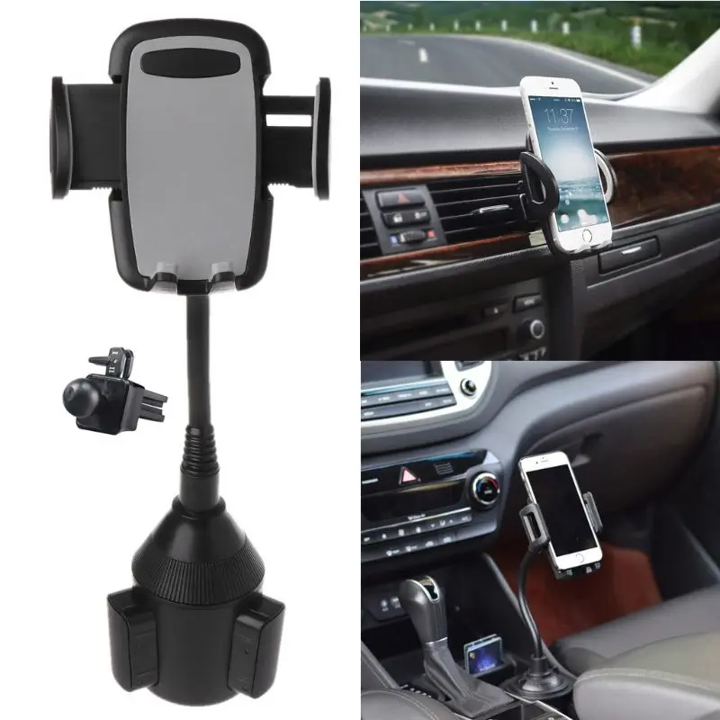 2in1 Car Air Vent Stand Mount Adjustable Gooseneck Cup Mobile Phone Holder Cradle for iPhone Samsung Huawei Xiaomi 3.5