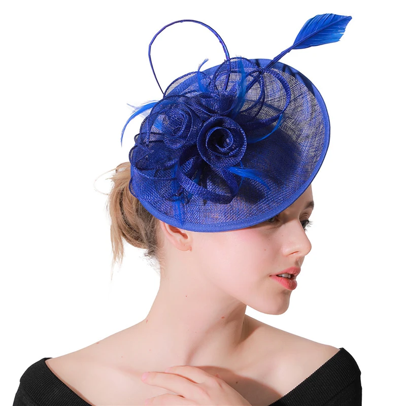 Church Hats Women Elegant Horse Racing Festival Ladies Fedoras Fascinator Hats Bridal Hairpin Headdress femme mariage LM064