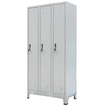 

vidaXL Locker Cabinet with 3 Compartments Steel 90x45x180 cm Grey