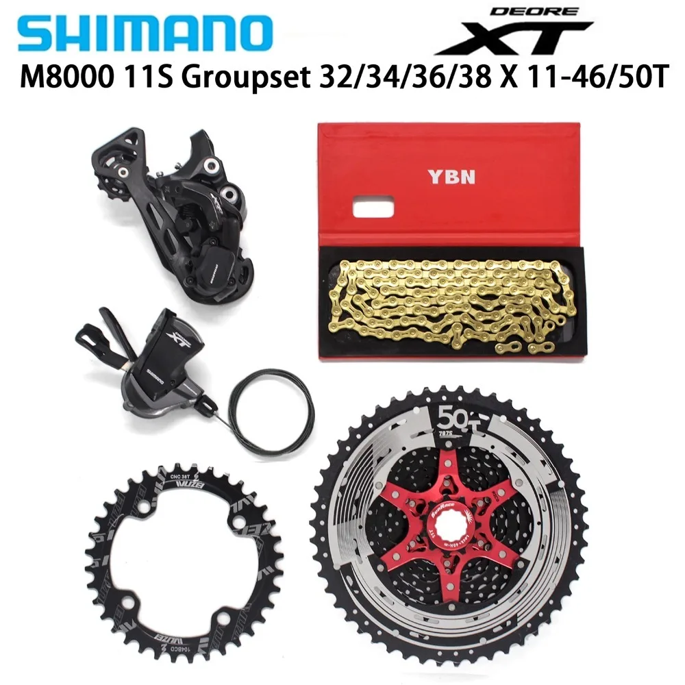 Shimano Deore M8000, 11 скоростей, переключение на велосипед, 11-46/50 T, CSMX8, Casete+ string+ YBN chain, MTB, велосипедная Группа 32/34/36/38