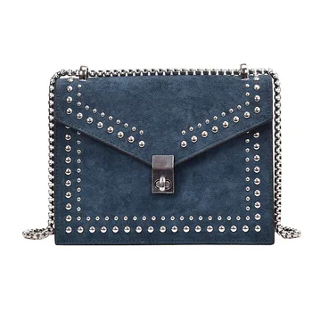 

Fashion Messenger Bag for Women High Quality Scrub Leather Design Shoulder Crossbody Bag Women 2020 Chain Rivet LockTravel Bag