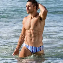 Austinbem, сексуальные плавки, мужские, горячая полосатая одежда для плавания, мужские плавки, купальный костюм, для пляжа, для серфинга, купальный костюм, Zwembroek, XX-437