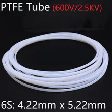 6S 4.22mm x 5.22mm PTFE Tube T eflon Insulated Rigid Capillary F4 Pipe High Temperature Resistant Transmit Hose 600V White