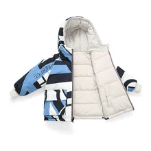 Зимний Детский пуховик с капюшоном для детей от 2 до 9 лет камуфляжная куртка-пуховик двухстороннее теплое детское пуховое пальто Верхняя одежда для мальчиков и девочек
