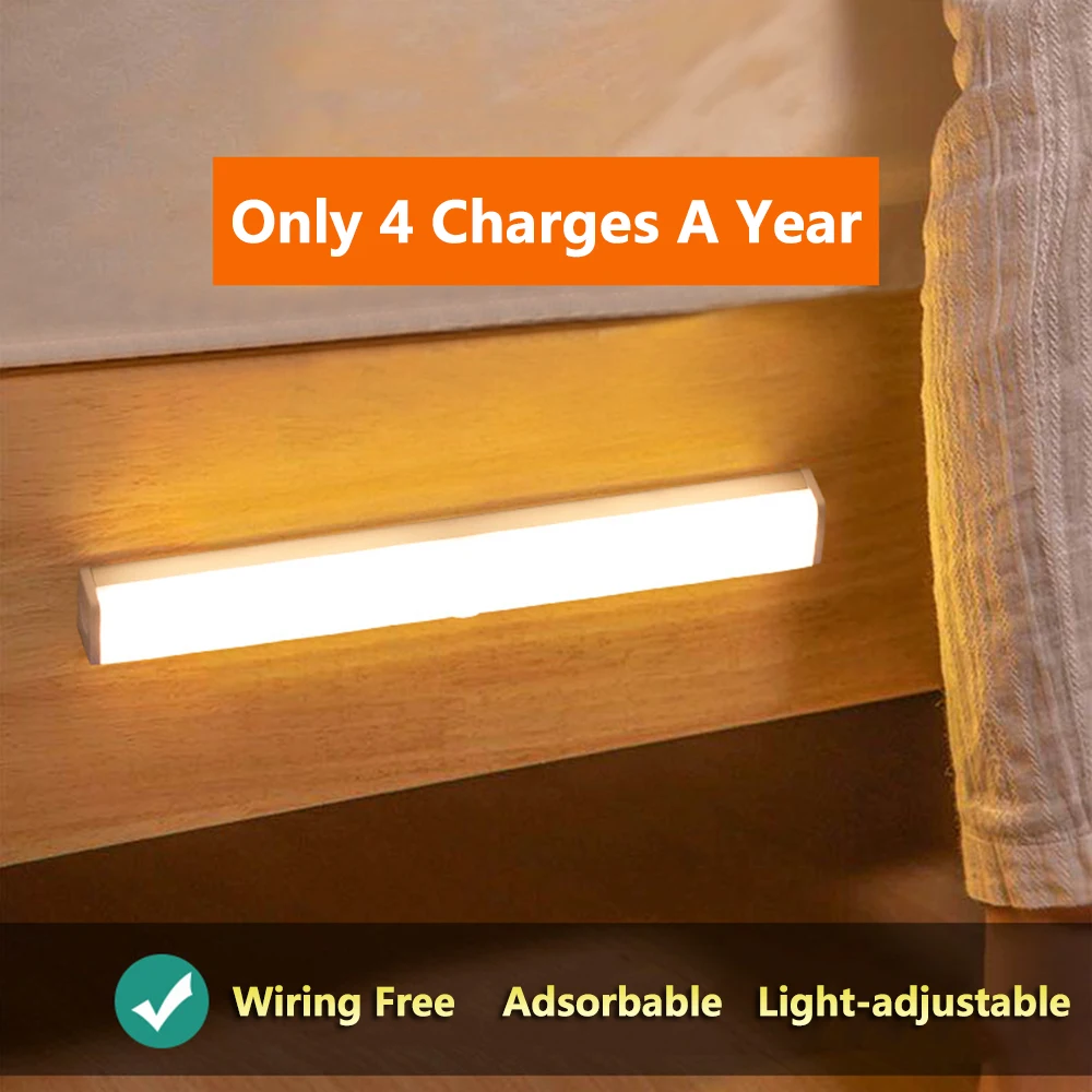 Ultra-thin 21/30/50CM PIR Motion Sensor LED Under Cabinet Light USB Rechargeable Wardrobe Cupboard Wall lamp Closet night light afbeelding