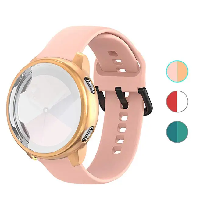 2 в 1 для samsung Galaxy Watch Active 2 44 мм 40 мм ремешок Смарт-часы силиконовый ремешок+ чехол для Galaxy Watch Active2 полное покрытие - Цвет: 4