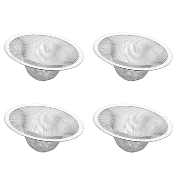 

4 PCS Sink Strainer Stainless Steel Durable Anti-blocking Drain Filter Hair Catcher Sewer Drain Net for Bathroom Washroom Kitche