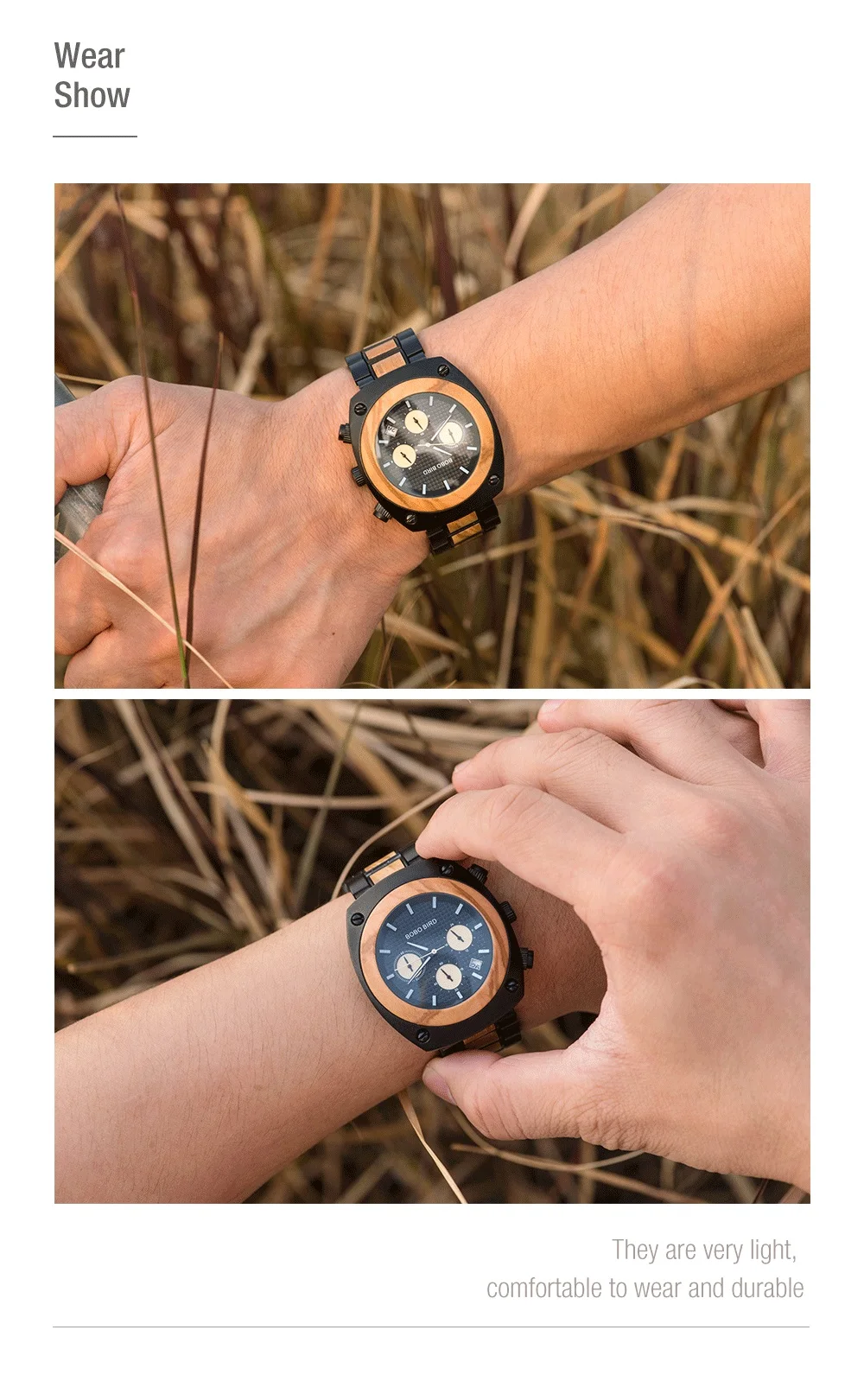 BOBO BIRD деревянные часы для мужчин секундомеры ручной работы Relogio Masculino Япония движение для мужчин t кварцевые наручные часы подарок для мужчин erkek kol saati