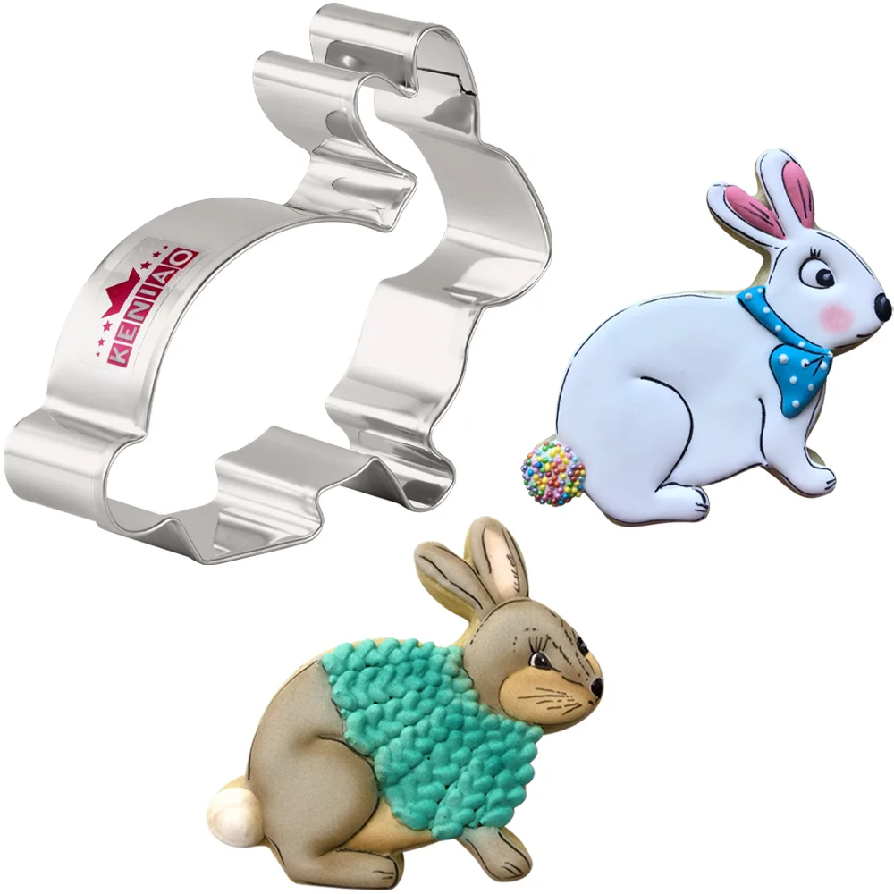 KENIAO Rabbit Bunny Cookie Cutter for Kids-9.8 x 8.5 CM-Woodland Animal Biscuit Fondant Bread Mold Stainless Steel