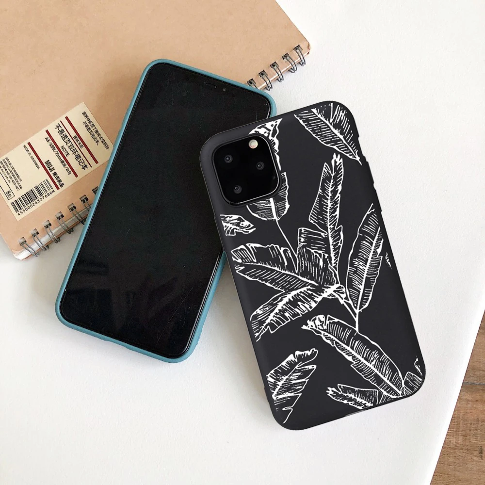 Роскошный мягкий чехол из ТПУ с рисунком листьев для телефона iPhone 11 Pro Max 12 Mini XR X XS 7